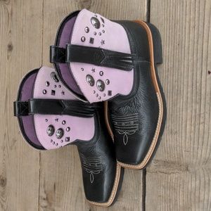 EUC Ariat FatBaby Purple Studded Square Toe Boots, Size 7.5B